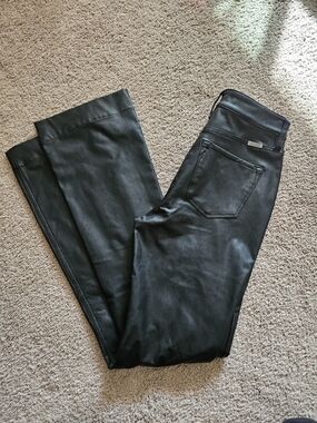 Kan Can Bootcut Black Faux Leather Pants
